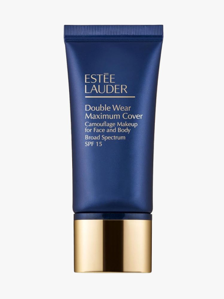 Estée Lauder Double Wear 24-Hour Maximum Cover Camouflage Foundation for Face and Body SPF 15 in branded tube component on a light gray background